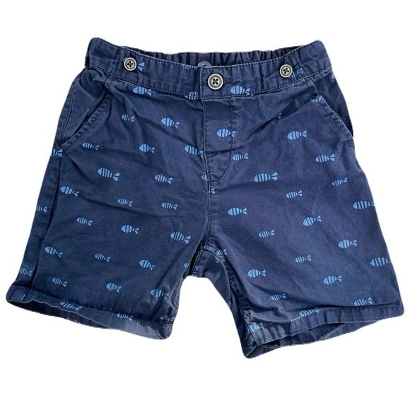 H&M Navy Blue Kids Shorts with Fish Print - Picture 1 of 1